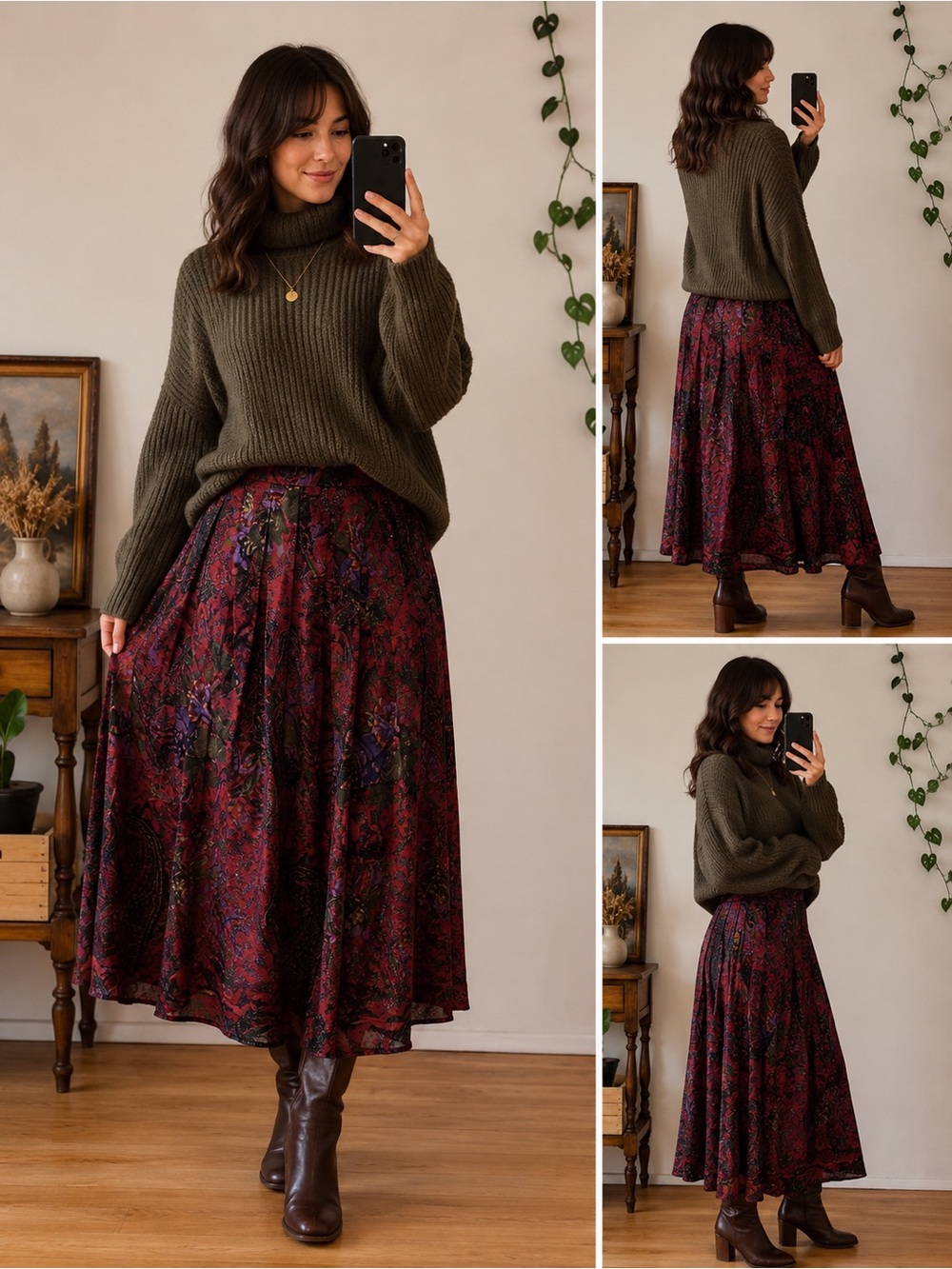Vintage Saks Fifth Avenue Paisley Midi Skirt | Floral Boho Cottagecore XS-S